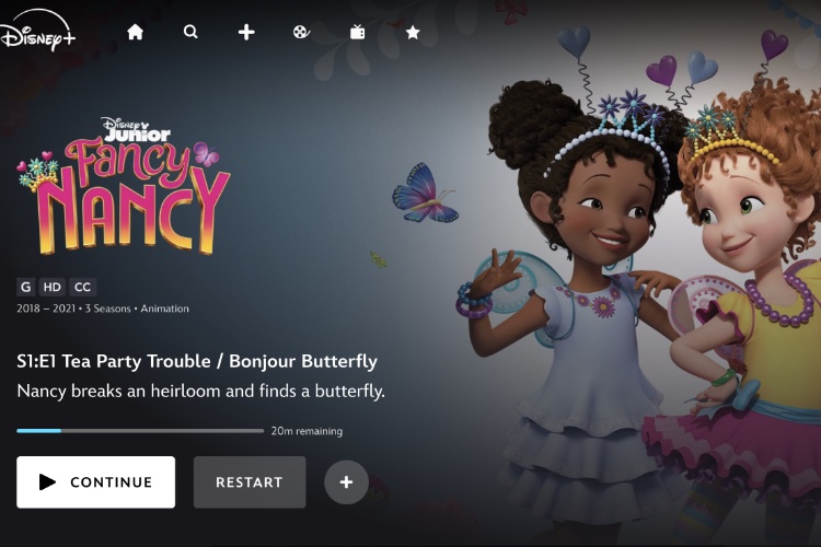 ディズニープラス　ファンシーナンシートップ画面